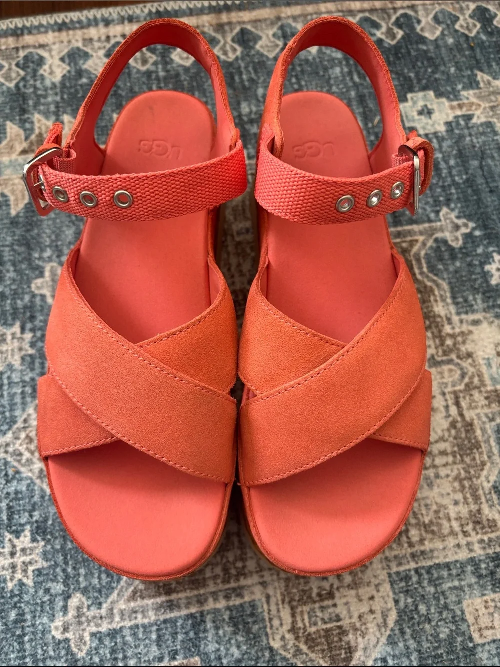 UGG Coral Suede Platform Sandal with Braided Espadrille Sole
